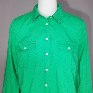 GAP FITTED BOYFRIEND GREEN SHIRT